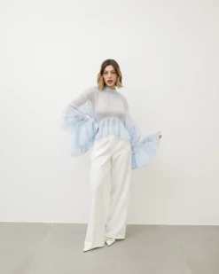 Camicia in seta con volant – H10035