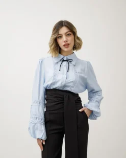 Camicia in viscosa con fiocco – 8195