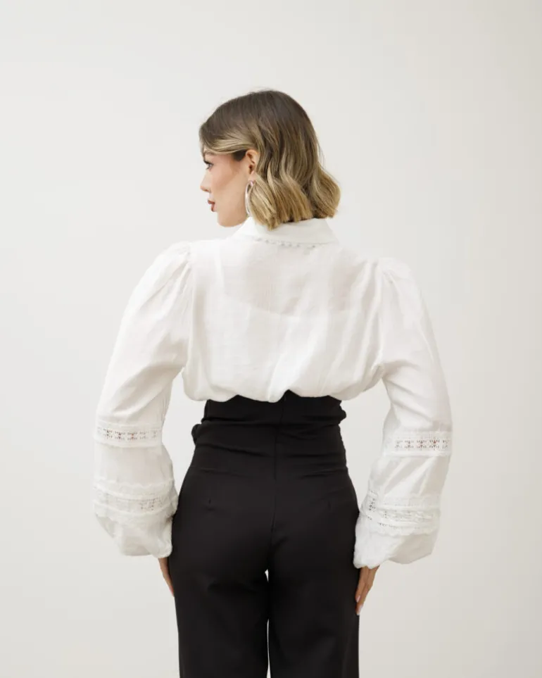 Camicia in viscosa con fiocco – 8195