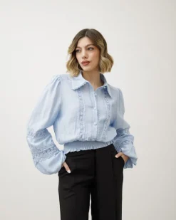 Camicia in viscosa con fiocco – 8195