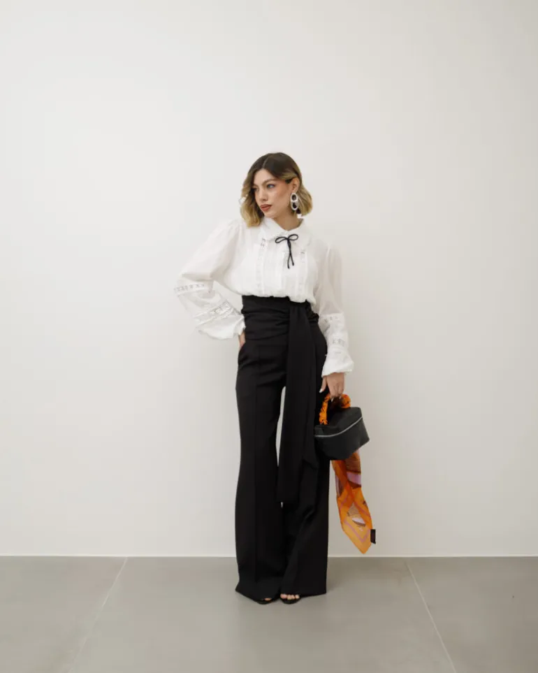 Camicia in viscosa con fiocco – 8195