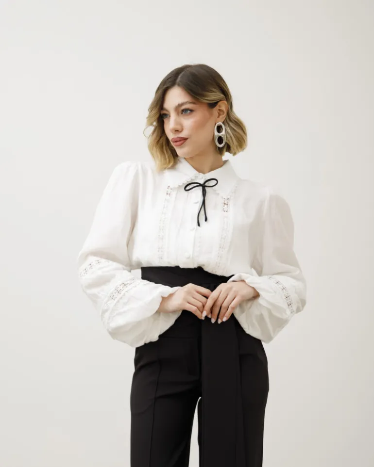 Camicia in viscosa con fiocco – 8195