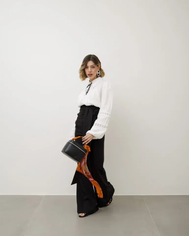 Camicia in viscosa con fiocco – 8195