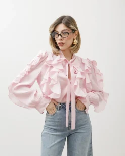 Camicia in viscosa con rouches – 8170