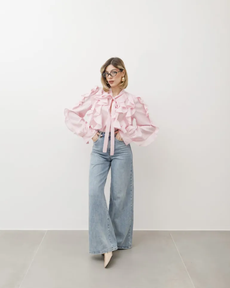 Camicia in viscosa con rouches – 8170