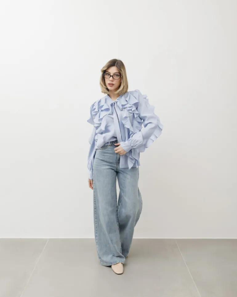 Camicia in viscosa con rouches – 8170