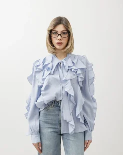 Camicia in viscosa con rouches – 8170