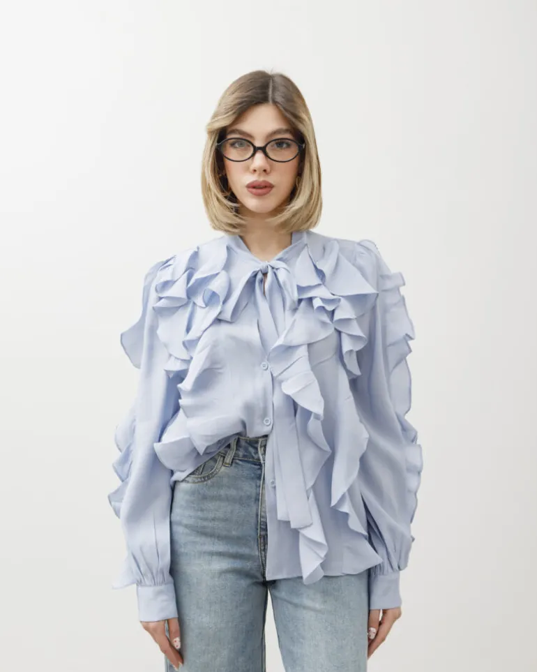 Camicia in viscosa con rouches – 8170