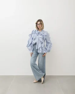 Camicia in viscosa con rouches – 8170