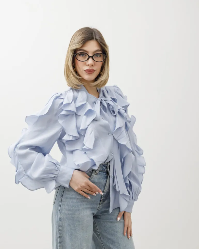 Camicia in viscosa con rouches – 8170