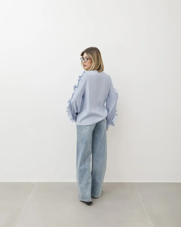 Camicia in viscosa con rouches – 8170
