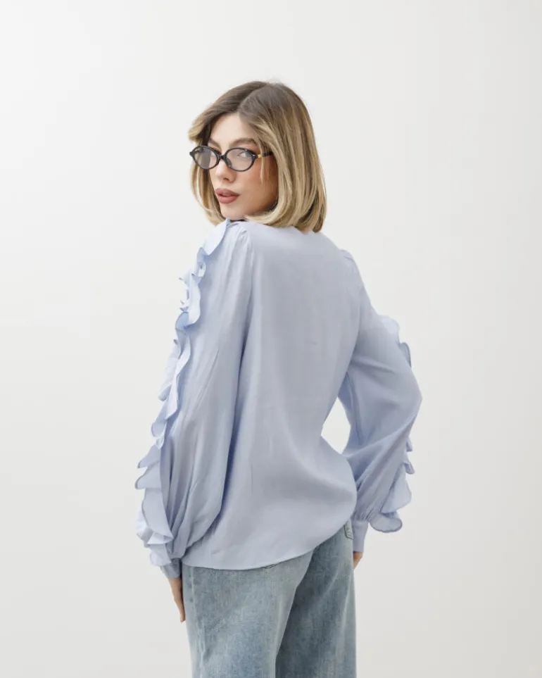 Camicia in viscosa con rouches – 8170