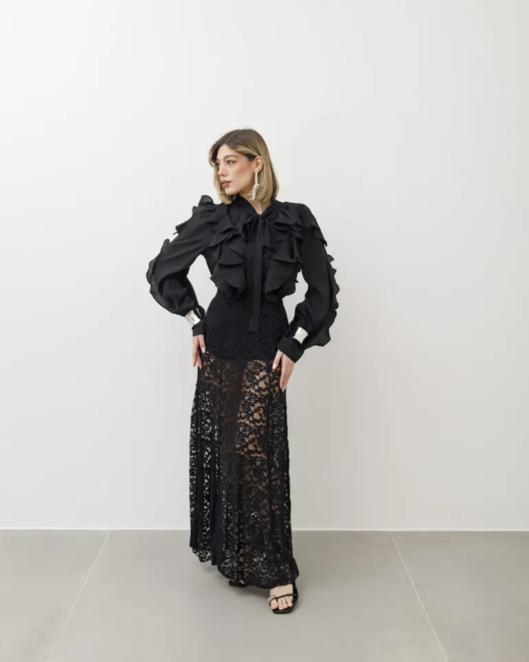 Camicia in viscosa con rouches – 8170