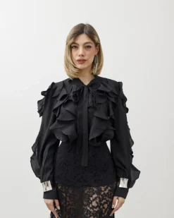Camicia in viscosa con rouches – 8170