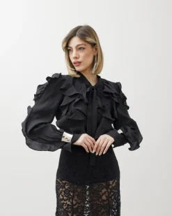 Camicia in viscosa con rouches – 8170