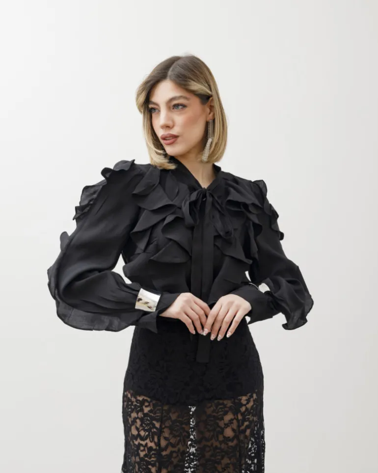 Camicia in viscosa con rouches – 8170