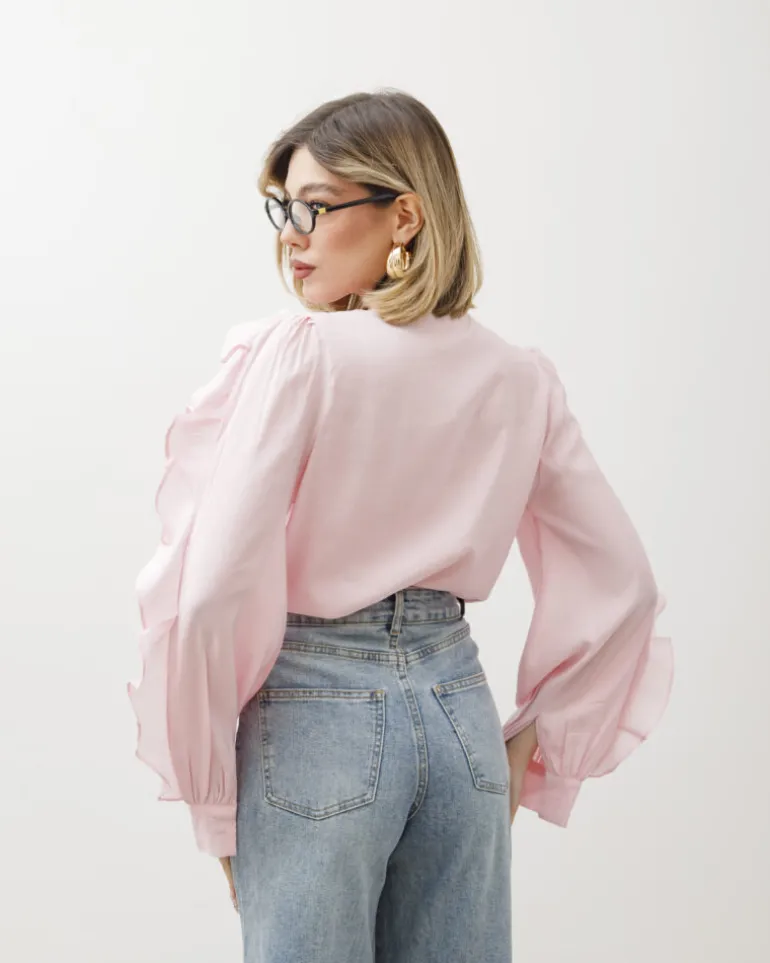 Camicia in viscosa con rouches – 8170