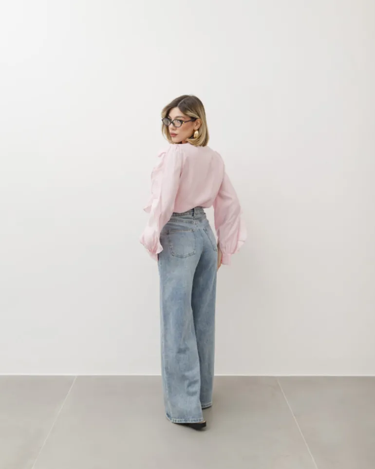 Camicia in viscosa con rouches – 8170