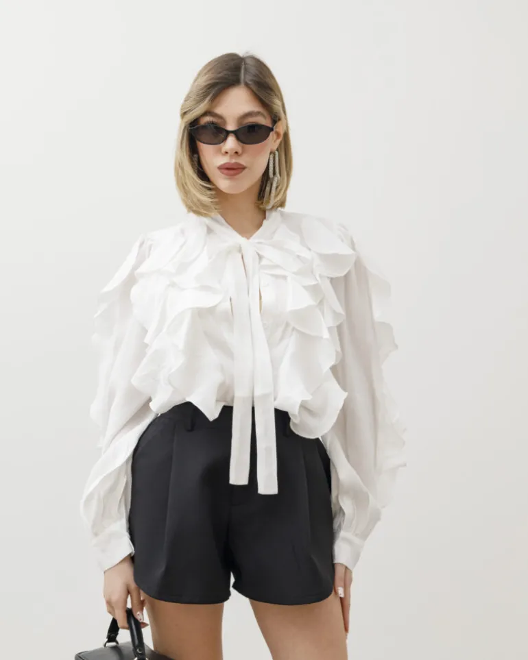 Camicia in viscosa con rouches – 8170