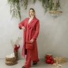 Cappotto lungo a righe con cintura – 6576