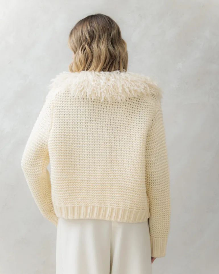 Cardigan con colletto eco-fur – CHB5533