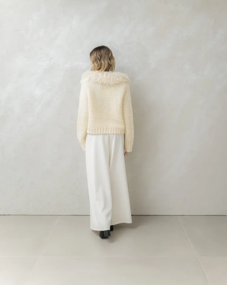 Cardigan con colletto eco-fur – CHB5533