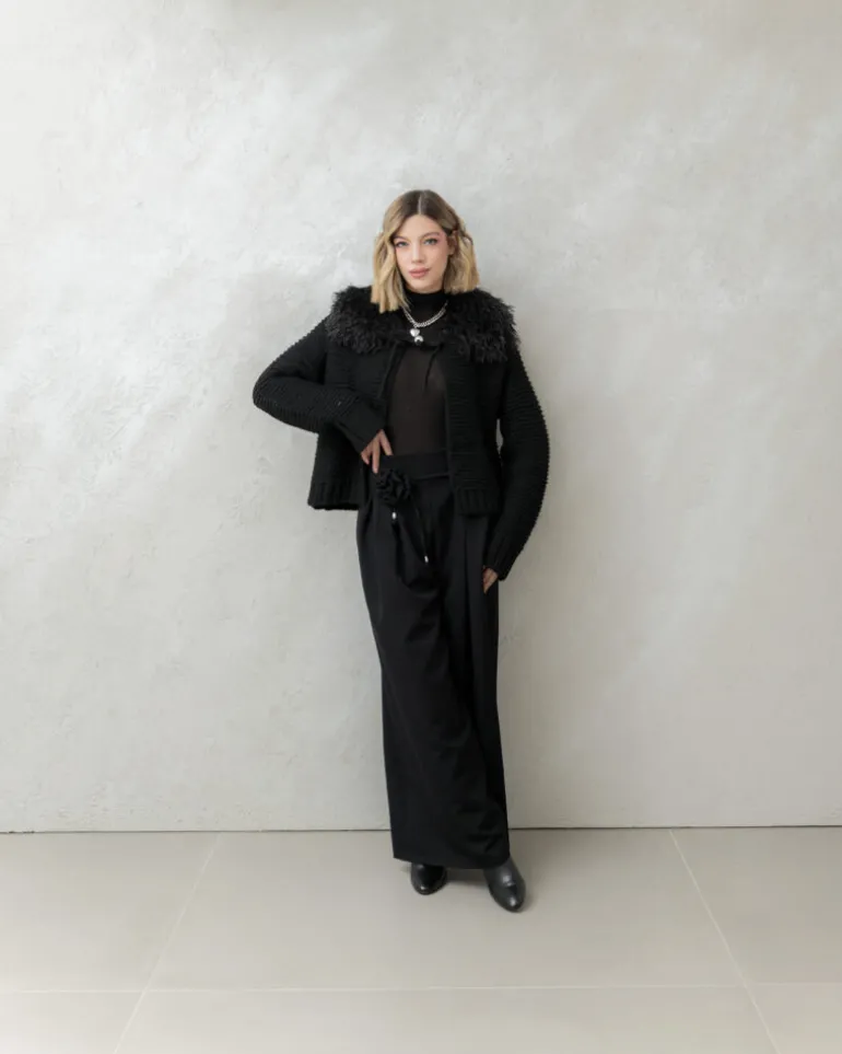 Cardigan con colletto eco-fur – CHB5533