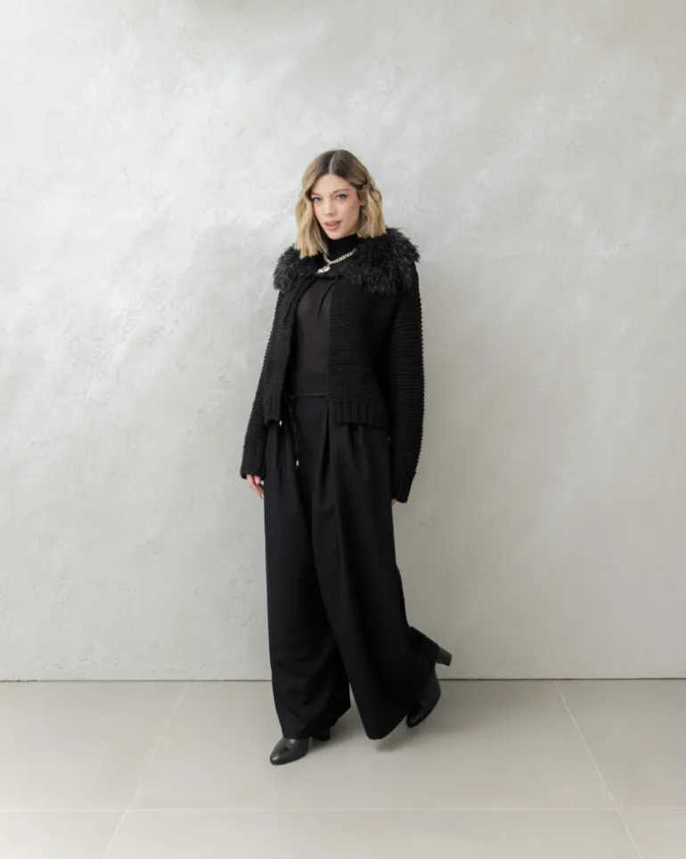 Cardigan con colletto eco-fur – CHB5533