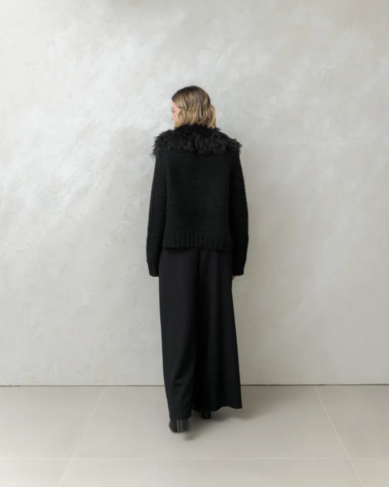 Cardigan con colletto eco-fur – CHB5533