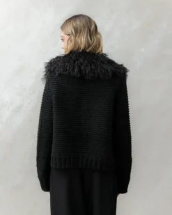 Cardigan con colletto eco-fur – CHB5533