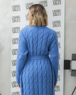 Cardigan lungo lavorato con cintura – CHB5628