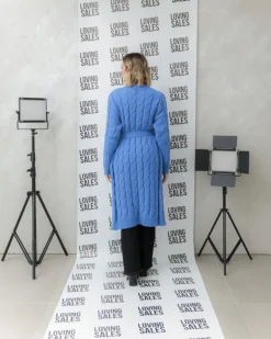 Cardigan lungo lavorato con cintura – CHB5628