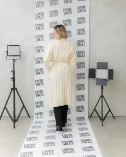 Cardigan lungo lavorato con cintura – CHB5628