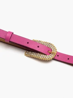 Cintura in pelle con fibbia oro strass – 1481/20