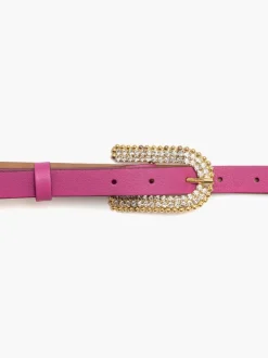 Cintura in pelle con fibbia oro strass – 1481/20