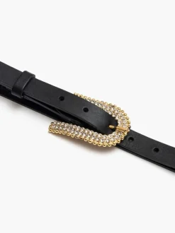 Cintura in pelle con fibbia oro strass – 1481/20