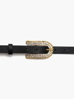 Cintura in pelle con fibbia oro strass – 1481/20