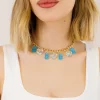 Collana con ciondoli pendenti orsetti e cuori azzurra – 9791
