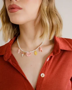 Collana con perline e pendenti rosa – 9874