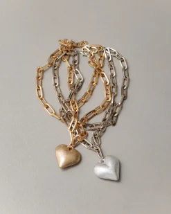 Collana doppia catena con cuore big – ECL1904