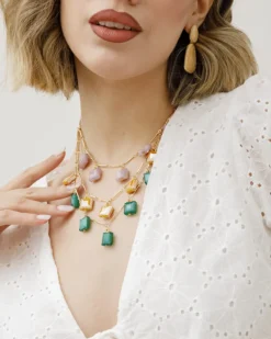 Collana in acciaio con pietre in resina – ECL2052