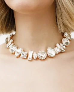 Collana in acciaio con pietre multiforma – N1101