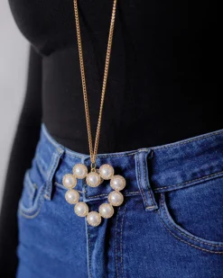 Collana lunga con cuore perla – ECI1923