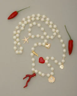 Collana multistrato con perle e pendenti – ECL2166