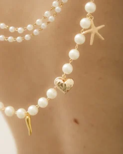Collana multistrato con perle e pendenti – ECL2166