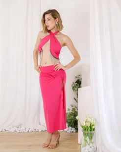 Coord-set in lycra con strass – 23S25029