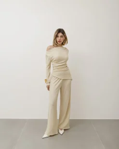 Coord-set in texture con pantaloni palazzo – 9778