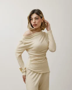 Coord-set in texture con pantaloni palazzo – 9778