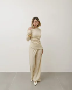 Coord-set in texture con pantaloni palazzo – 9778