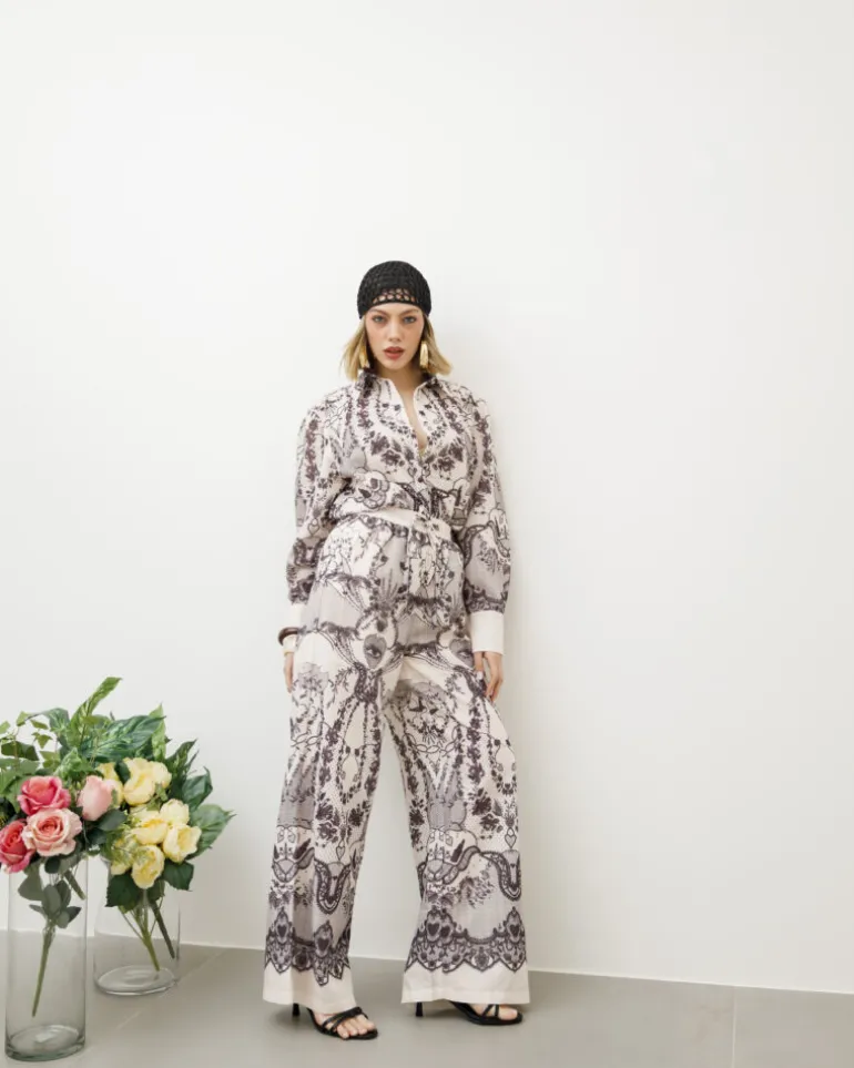 Coord-set stampato in misto lino – EC7917